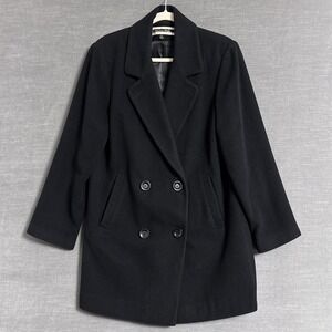 Vintage‎ Kristen Blake Coat 6 Black Wool Blend Double Breasted Peacoat Classic